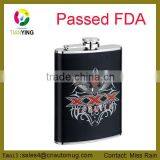 Unique Print Logo 7oz Stainless Steel Black Hip Flask