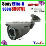 High Resolution Outdoor 1/3"Sony Effio-A 800TVL 2.8-12mm Varifocal Lens 3DNR 60pcs ir Leds Security Analog Camera thumbnail-1