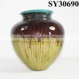 Small Indoor Glazed Yellow Porcelain Vase thumbnail-4