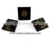 Black Agate 5 Element Engraved Pyramid