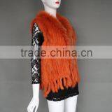 Sleeveless Womens Genuine Rabbit Fur Knitted Vest Girls Raccoon Fur Vest thumbnail-2