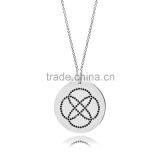 14k Silver Pendant With Genuine Jet Color Crystal Customize Design in Celtics '6'