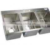 NSF Approval Stainless Steel Three Tubs Drop In Kitchen Sink thumbnail-2