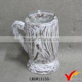 White Wash Handmade Wooden Cup Design Personalized Rustic Tea Light Holder thumbnail-1