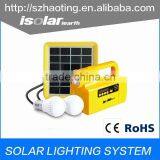 IS-1366S Portable 2W Solar Home Light System 2 Lamps Solar Power System Kit USB output for Camping Home Use