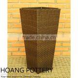 Tall Rattan Wicker Flower Planter thumbnail-1