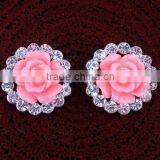 Floral Patterned Diamond Rhinestones With Chiffon Flower DIY Hair Accessories thumbnail-6