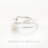 Engagement Gift Freshwater Pearl Solid Silver Rings For Sale thumbnail-3