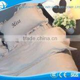 100% Cotton Fabric Korean Style Grey Puff Bedding Sets