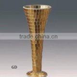 New Arrival SilverTrumpet Vase For Wedding Centerpiece, Gold Fluted Vase, Mosaic Flower Vase thumbnail-2