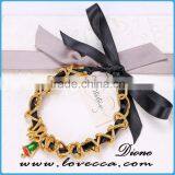 Black Ribbon Bow Tied Girl's Love Handmade DIY Christmas Theme Bracelets thumbnail-3