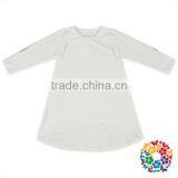 Asymmetrical Design New Model Kids Tshirts Plain White Soft Cotton Long Sleeve Girls Shirt thumbnail-1