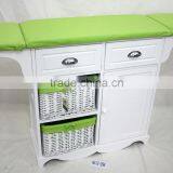 White Wicker Basket Single Door Iron Table / Station thumbnail-1