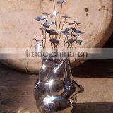 Indoor Art Stainless Steel Mirror Craft Bean Sprout Design Statues for Sale thumbnail-2