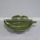 Ceramic Green Leaf Shaped Fruit Plate thumbnail-1
