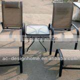 5 PCS 2X1 SLING/TEMPERED GLASS/STEEL OUTDOOR LEISURE CONVERSATION PATIO SET 2 CHAIRS W/OTTOMANS AND TABLE thumbnail-1