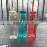 Rainbow Milk Bottles With Lids and Straws thumbnail-6