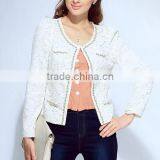 2015 Ladies Quality Beaded Coat Long Sleeve Oem Wholesale Factory Fashion Woman Coat thumbnail-1