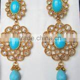 BLUE FEROZA Gold Plated DANGLER Earrings thumbnail-1