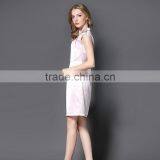 Maxnegio Notch Lapel Pink Color Cap Sleeve Office Dress thumbnail-4