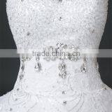 Sexy Bandeau Lace Beaded Cream Crepe Ruffles Weding Dress Pleated Corset Bodice Luxury Bridal Dress thumbnail-4