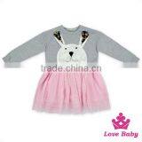 Baby Girl Winter Formal Dresses Cute Rabbit Long Sleeve Pink & Gray Tutu Dress thumbnail-6