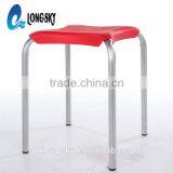 LS-4010 Cheap Colorful Small Plastic Square Stacking Stools With Metal Legs Portable Wholesale thumbnail-5