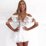 Runwaylover 099 New Style 2017 Ladies Sexy Deep V-Neck Lace Transparent Playsuits thumbnail-2
