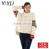Trendy Custom School Unifrom Women V-neck Asymmetric Hem Cable Knit Sweater thumbnail-6