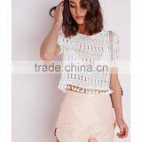 Fashion Elegant Short Sleeve Lace Blouses for Women thumbnail-2