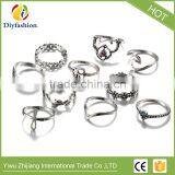 New Hollow Turkish Hand Ring Sets Geometric Silver Knuckle Ring for Women Vintage Jewellery thumbnail-3