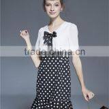 Latest Dress Designs Photos Ladies Casual Chiffon Tops and Polka Dot Skirt thumbnail-1