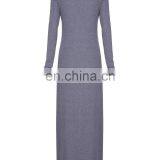 CHEFON Grey Slim Fit Jersey Maxi Dress Long Sleeve thumbnail-1