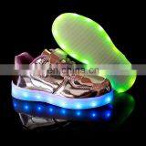 Factory Wholesale New Design Shining Mirror Finish PU Leather Children Kids LED Shoes Sneakers Footwear thumbnail-5