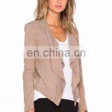 Latest Design Open Front Asymmetric Hem Original Leather Jacket thumbnail-3