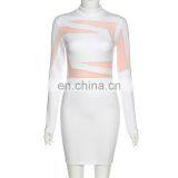 LAITE D2176 2020 Autumn&winter Hot Sales Fashion Contrast Color Long Sleeve Bodycon Dress Women Casual Dress thumbnail-7