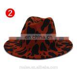 2021 New Fashion Cow Print Pattern Leopard Wide Brim Wool Felt Hat Fedora Hats for Women Men thumbnail-2