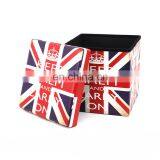 RTS Factory Wholesale Modern Living Room Furniture Printing PVC Leather The Union Jack Storage Ottoman thumbnail-7