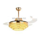 European Crystal Stealth Ceiling Fan Light Bedroom Modern Minimalist Restaurant European-style Living Room Ceiling Fan Lights thumbnail-1