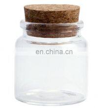 50 ml Clear Transparent Bottle Glass Jar With Cork Lid
