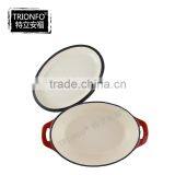 Oval Pre-seasoned Cast Iron Cookware Enamel Flower Casserole