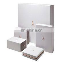 Luxury White Brand Logo Hinged Lid Inlay Empty Paper Cardboard Gift Cosmetic Box Packaging With Ribbon thumbnail-3