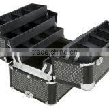 Professional 4-in-1 Rolling Makeup Artist Cosmetic Train Case Organizer Storage Case,black Crystal Beauty Makeup Trolley Case thumbnail-5