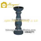 Antique Dark Blue Wooden Candlestick/Candle Holder with Simple Style Handicrafts