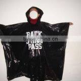 PE Plastic Disposable Hooded Waterproof Black Poncho Raincoat thumbnail-3
