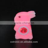 2016 New Rabbit Shape Room Thermometer Temperature Displayer LED Color Changing Night Light Lamp for Babies Kids Children