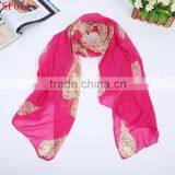 SF015 2015 Hot Sale Autumn Silk Cachecol Chiffon Scarf Purple Scarf Leopard Print Super Star thumbnail-4