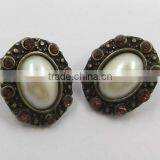 Simple Ivory Pearl Rhinestone Earrings Stud thumbnail-1