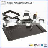 Exquisite Black 9 Pieces Leather Fabric Desk Set