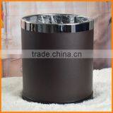 European Household Kitchen Trash Creative Fashion Leather Double Bedroom Hotel Barrel Basket Bucket Container Shipping thumbnail-2